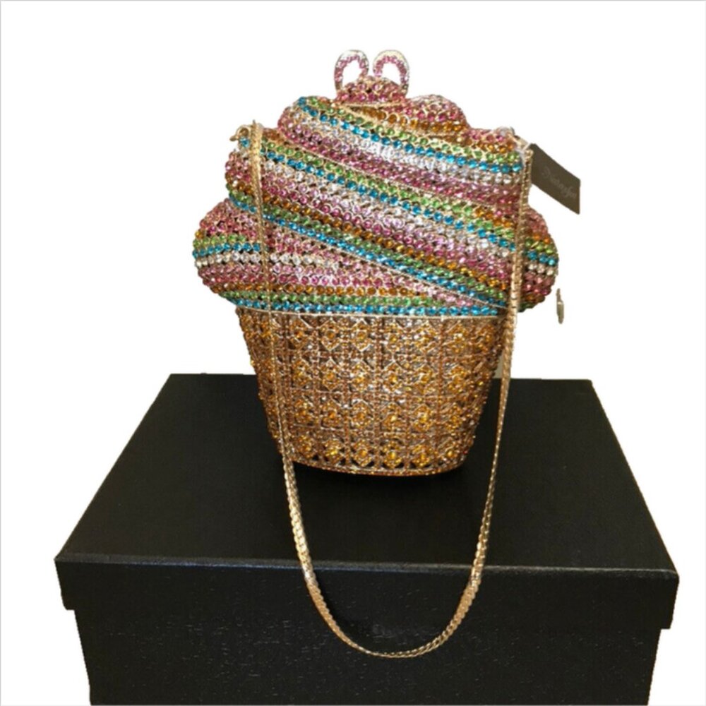 Natasha Couture Minaudiere Crystal Embellished Cupcake Clutch